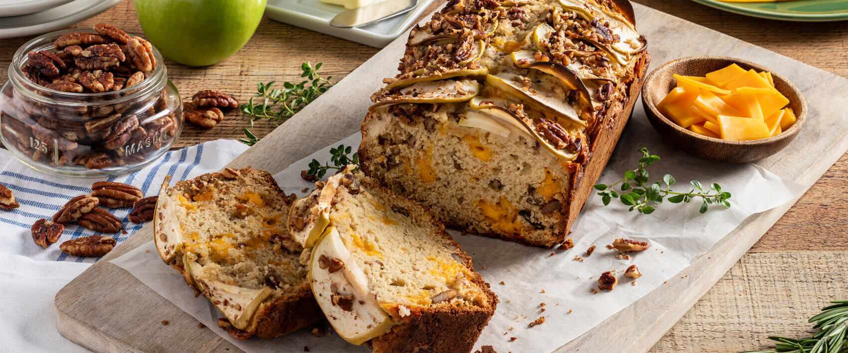 Apple Cheddar and Pecan Bread