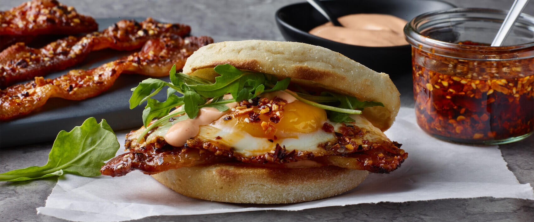Chili Crisp Crusted Bacon Breakfast Sandwich - Hormel Foods