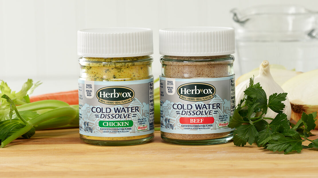The maker of the iconic HERB-OX® bouillon brand is proud to announce the long-awaited launch of its newest product innovation: the HERB-OX® Cold Water Dissolve Chicken Bouillon and HERB-OX® Cold Water Dissolve Beef Bouillon. These groundbreaking products are the only cold-water dissolvable options on the market and revolutionize the way we cook soups, stews, gravies, and more, offering unparalleled convenience and flavor.