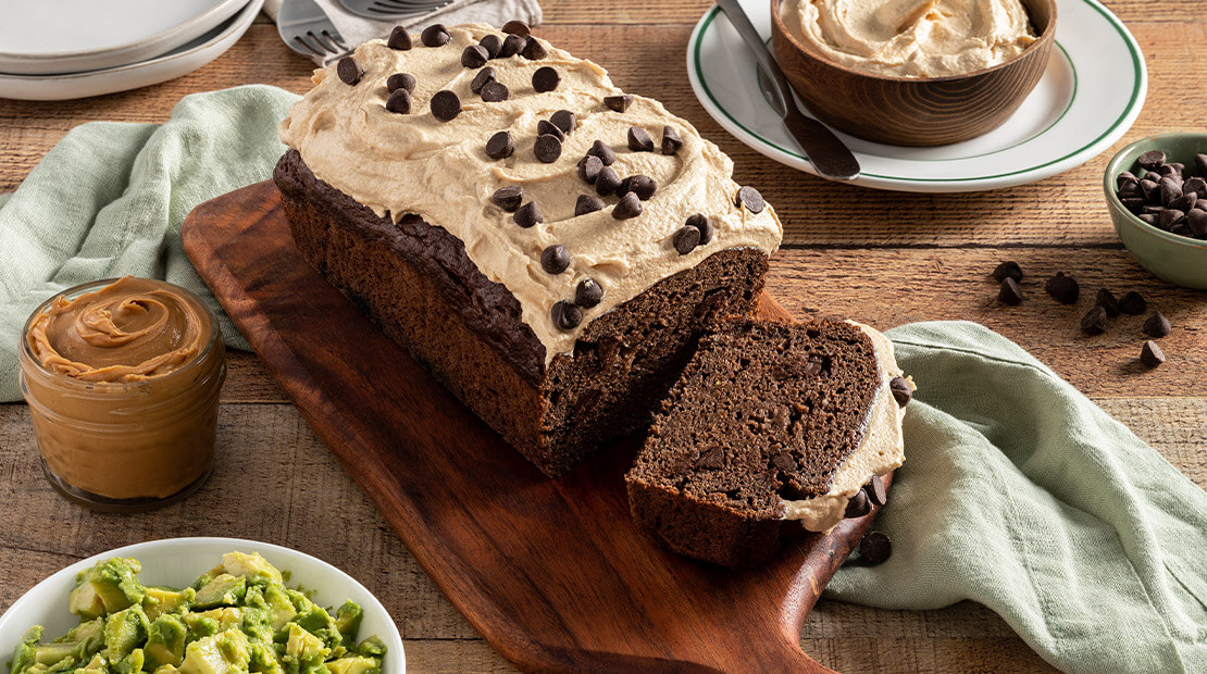 Chocolate Avocado Bread with Peanut Butter Icing