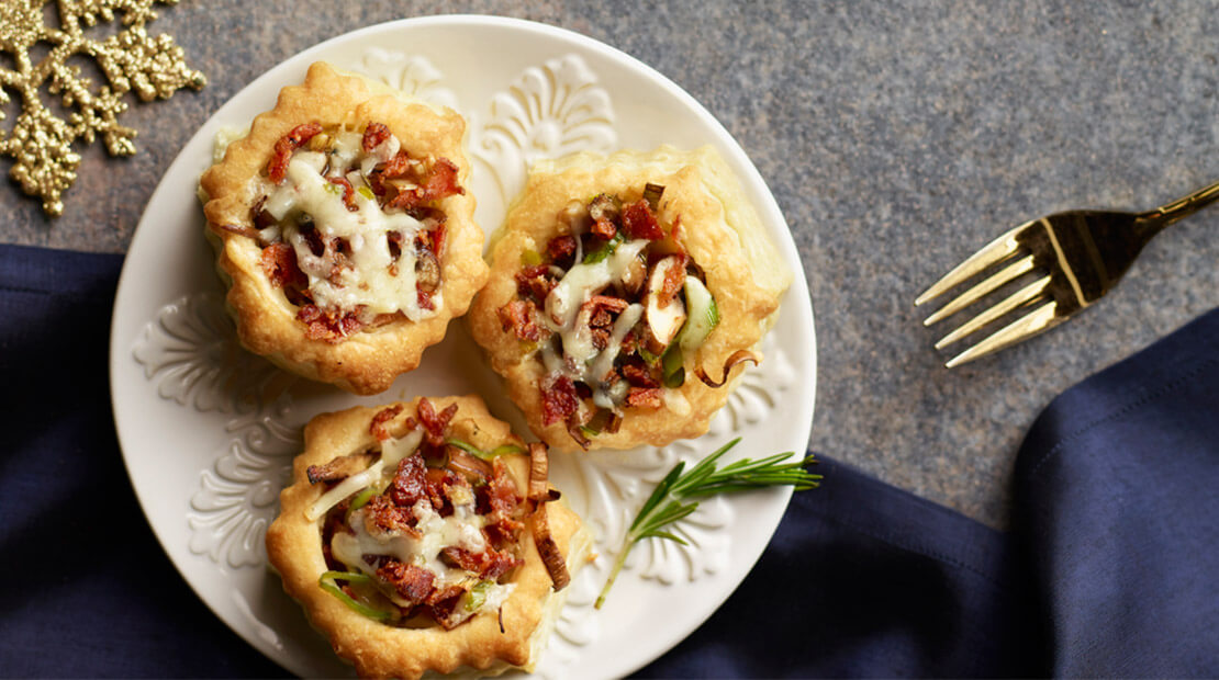 Wild Mushroom-Bacon Cheese Tarts