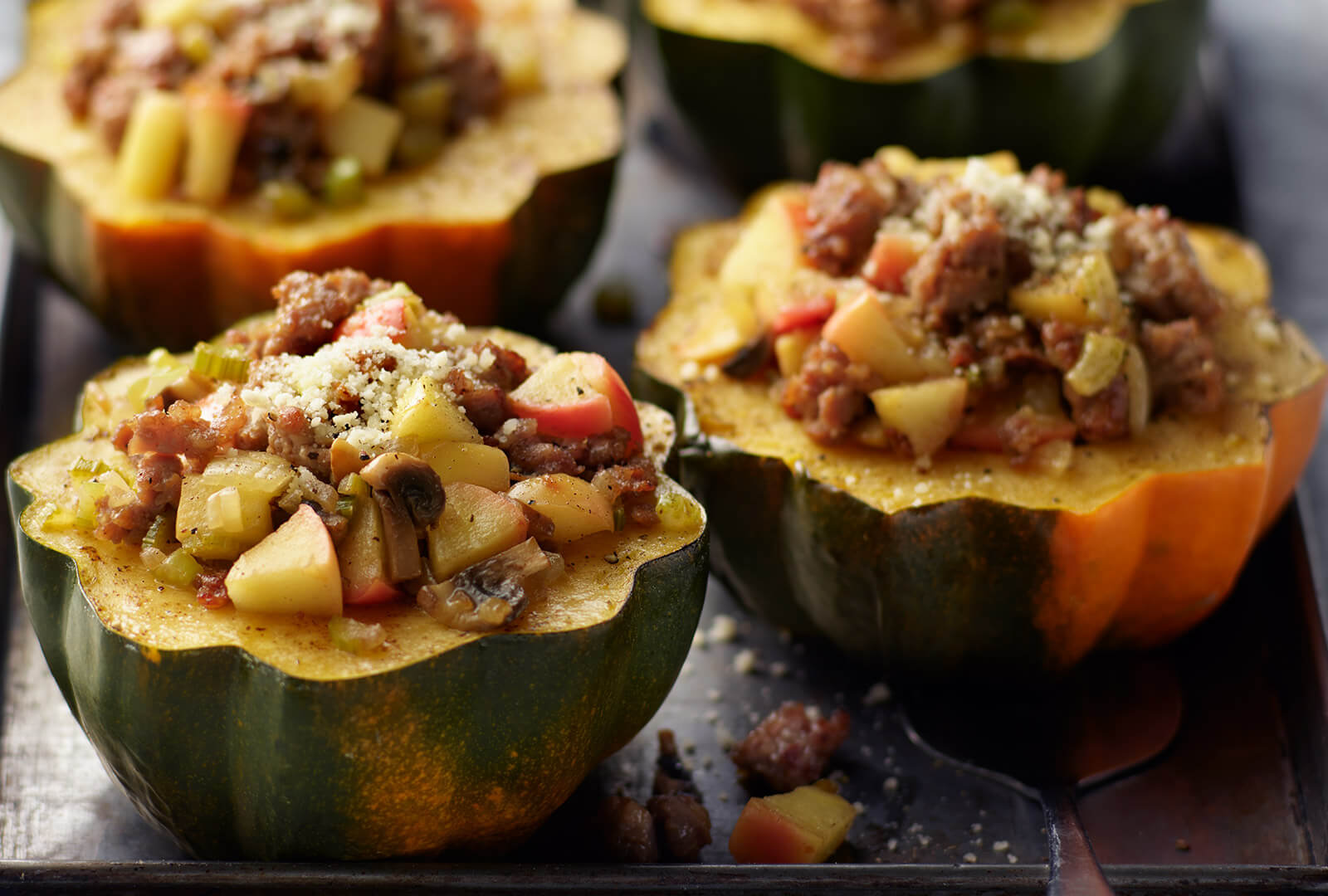 Sausage and Apple Stuffed Acorn Squash