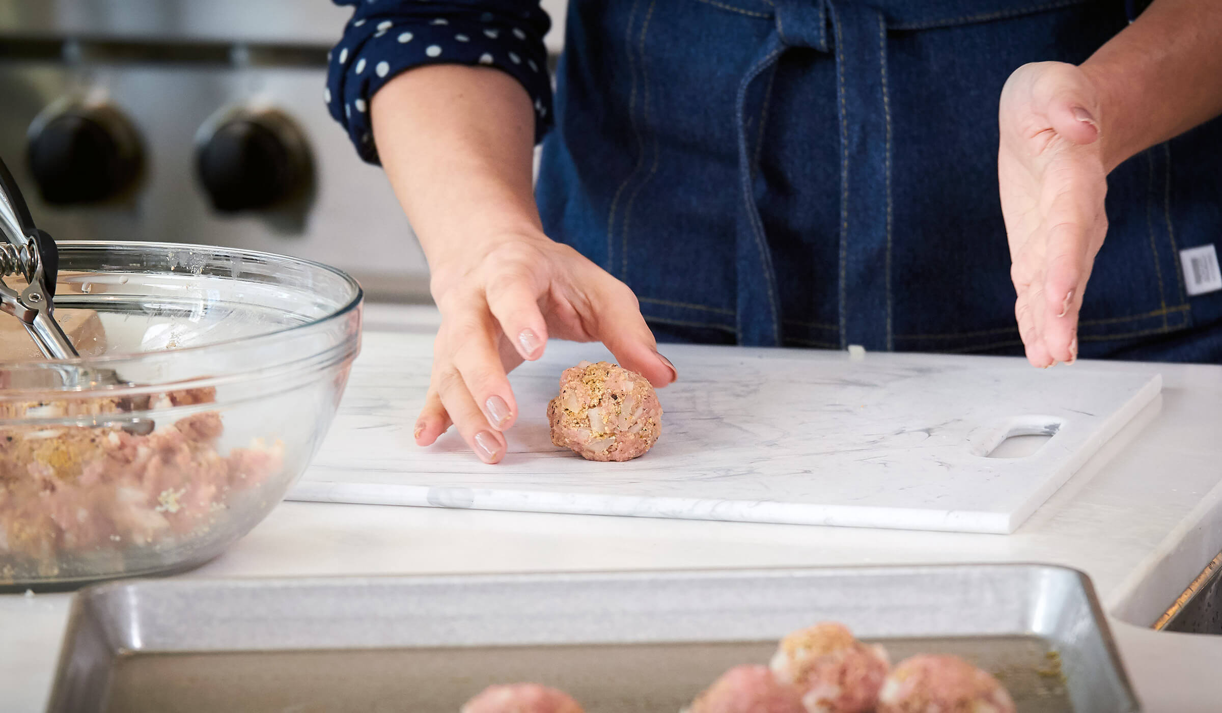 Making dough on a cutting board