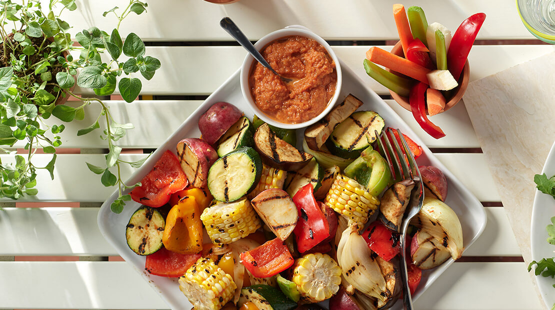 Grilled Veggies with a cup of Chi-Chi's salsa