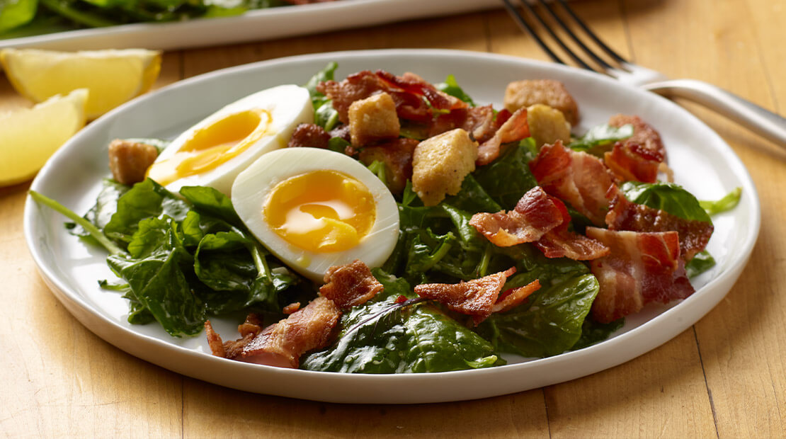 Kale Caesar Salad with Crisp Bacon and Soft-Boiled Eggs