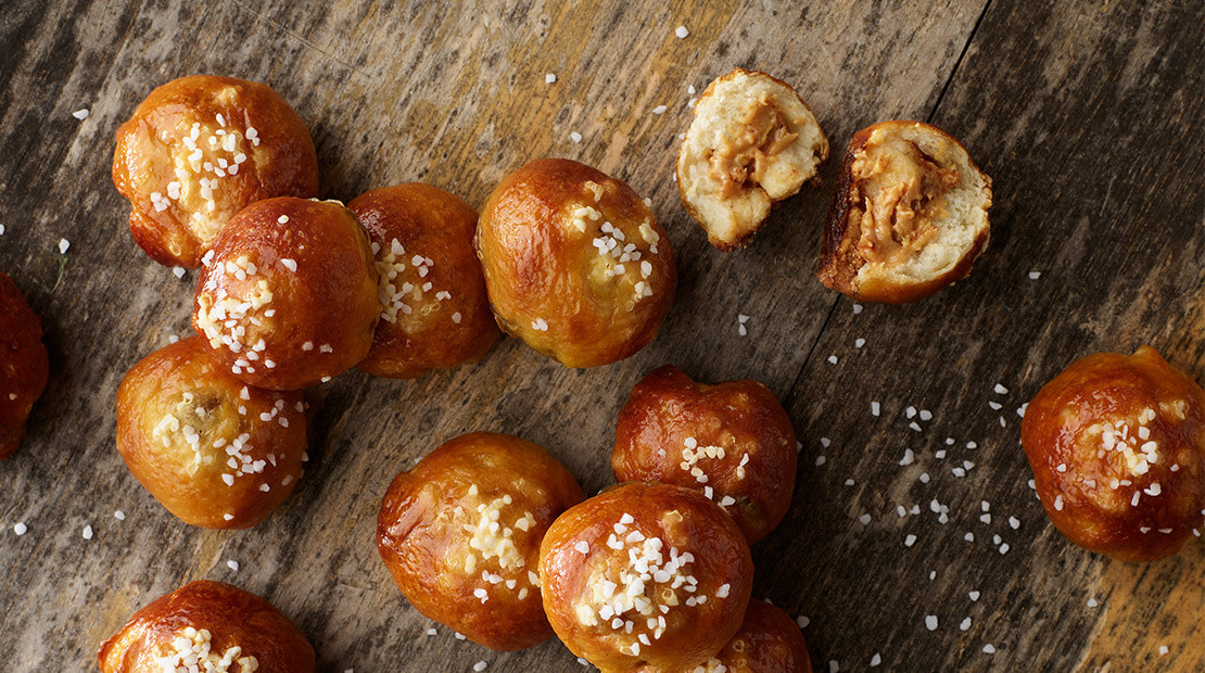 Nut Butter Stuffed Soft Pretzel Bites