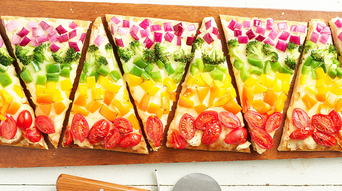 Rainbow veggie pizza