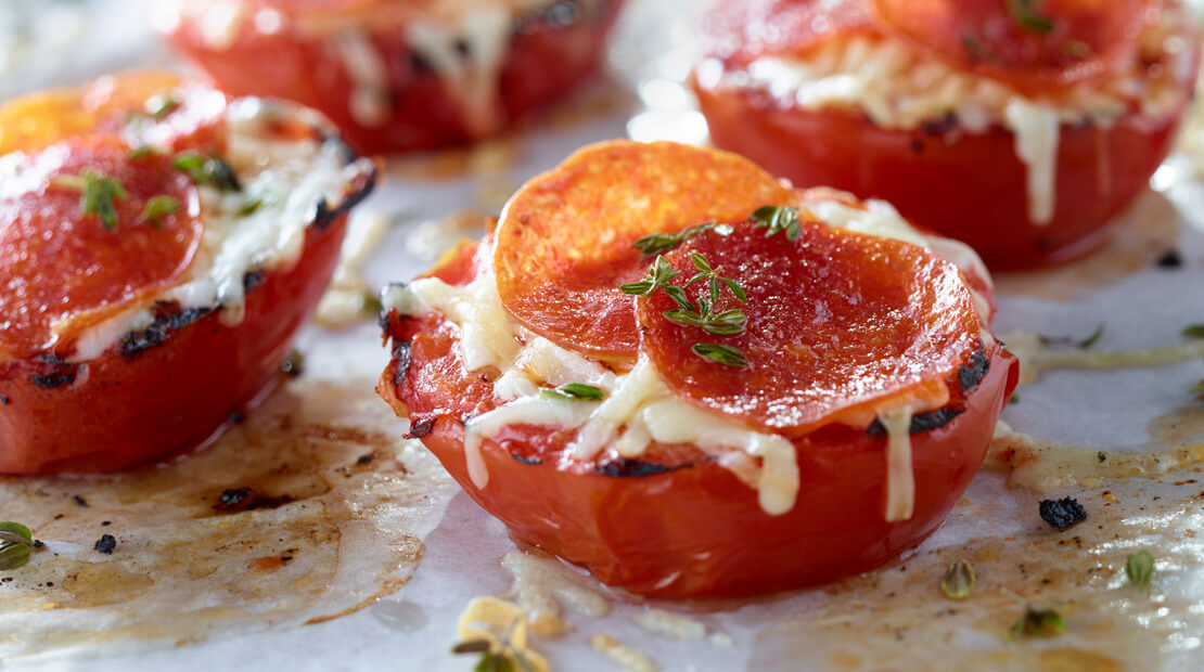 Garlic Grilled Tomatoes with Pepperoni