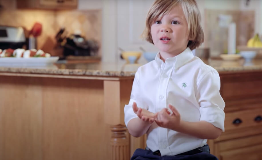 Jack in the kitchen with meatballs on counter