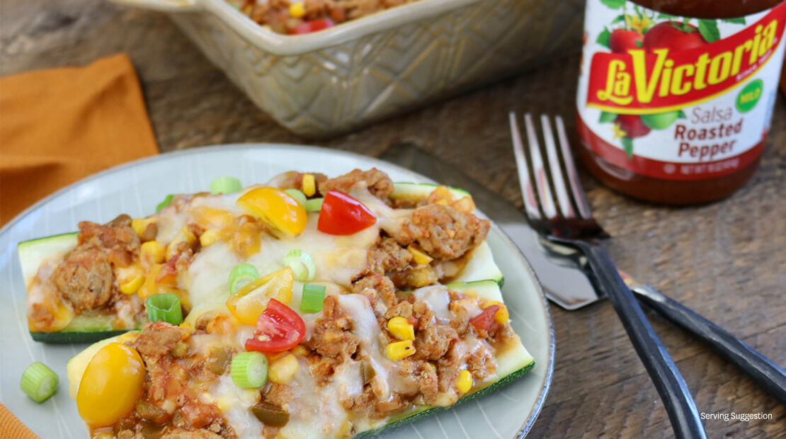 Spicy Turkey Taco Zucchini Boats