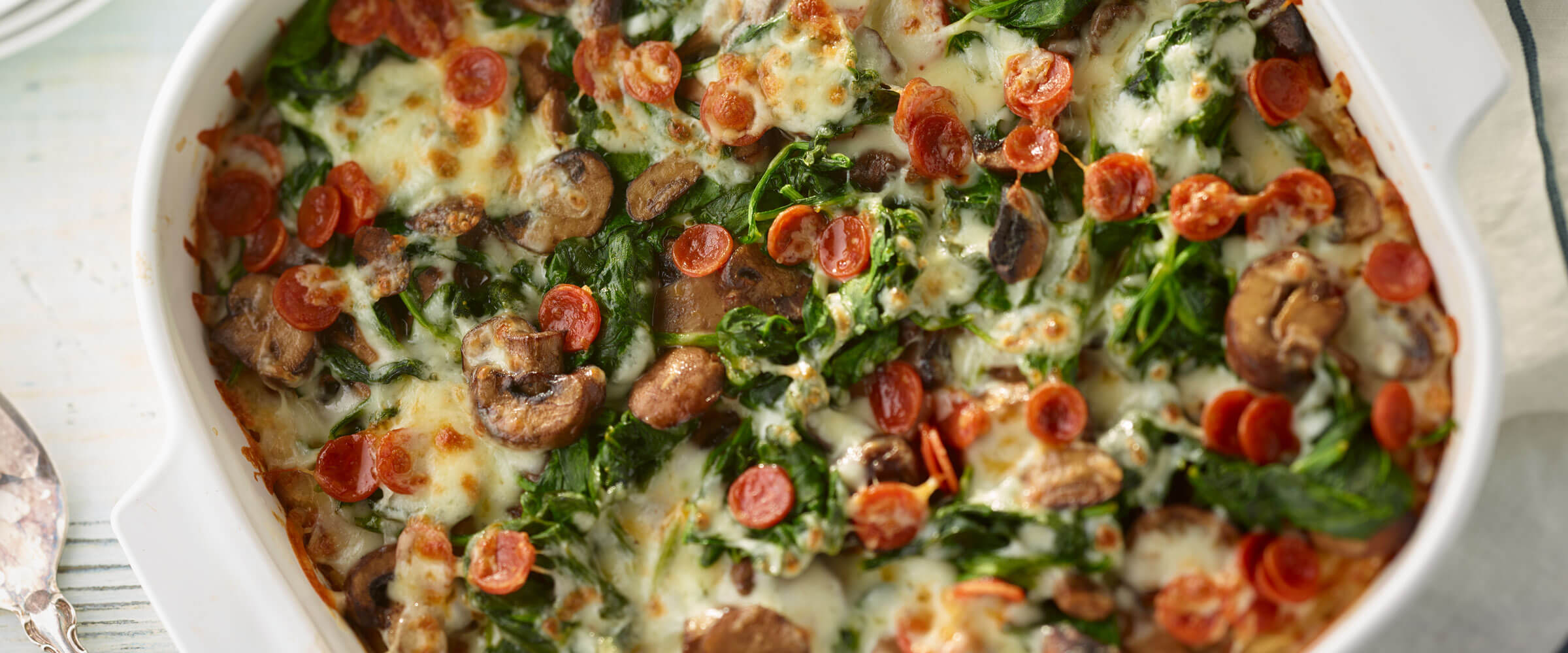 Pepperoni-Spinach Mashed Potato Crust Pizza