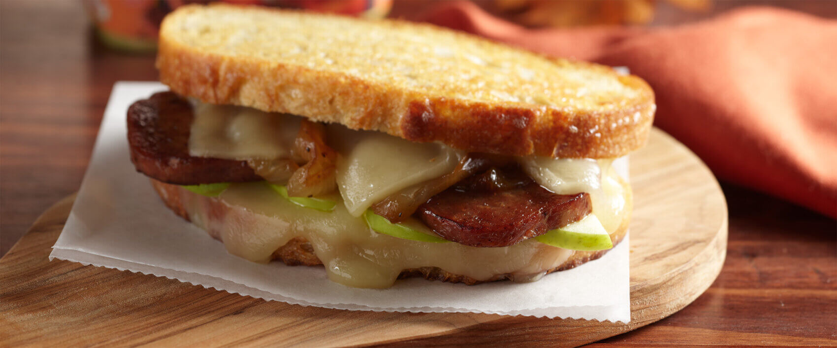 Pumpkin Spice, Apple and Cheddar Grilled Cheese with Caramelized Onions - Hormel Foods