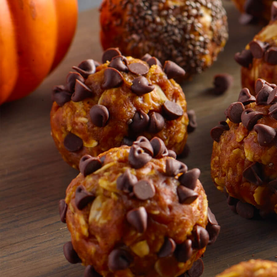 close up of Peanut Butter and Pumpkin Protein Balls
