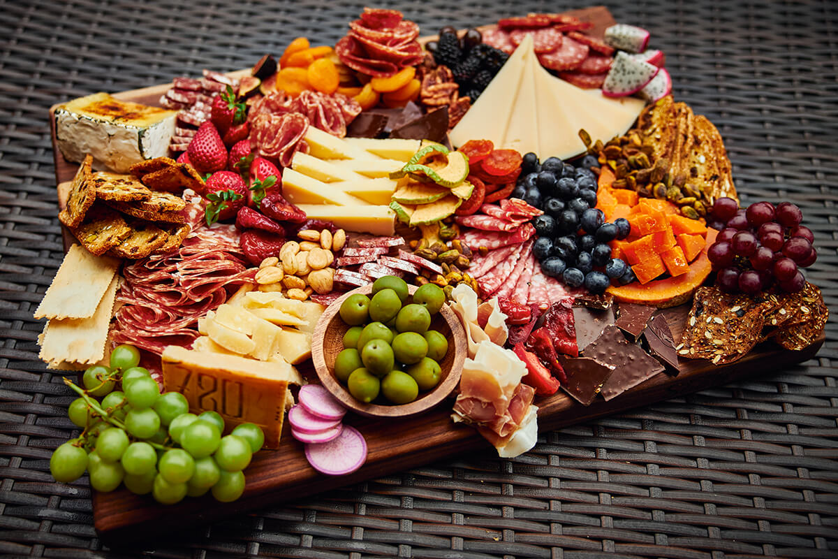 Charcuterie board on a table