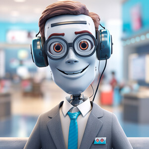An AI generated image of a customer care specialist robot