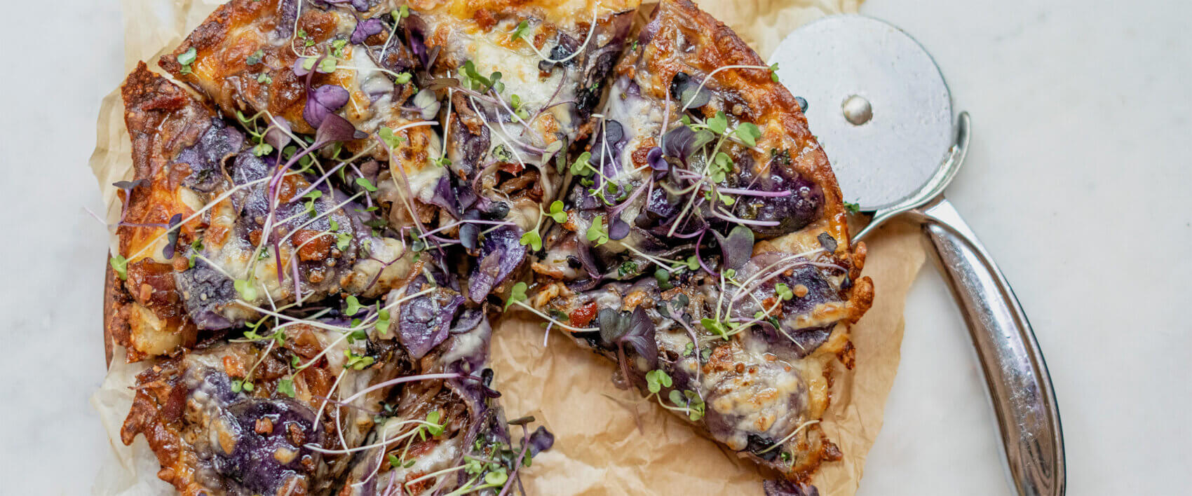 The Royale: Caramelized Onion, Bacon, and Purple Potato Pizza - Hormel Foods