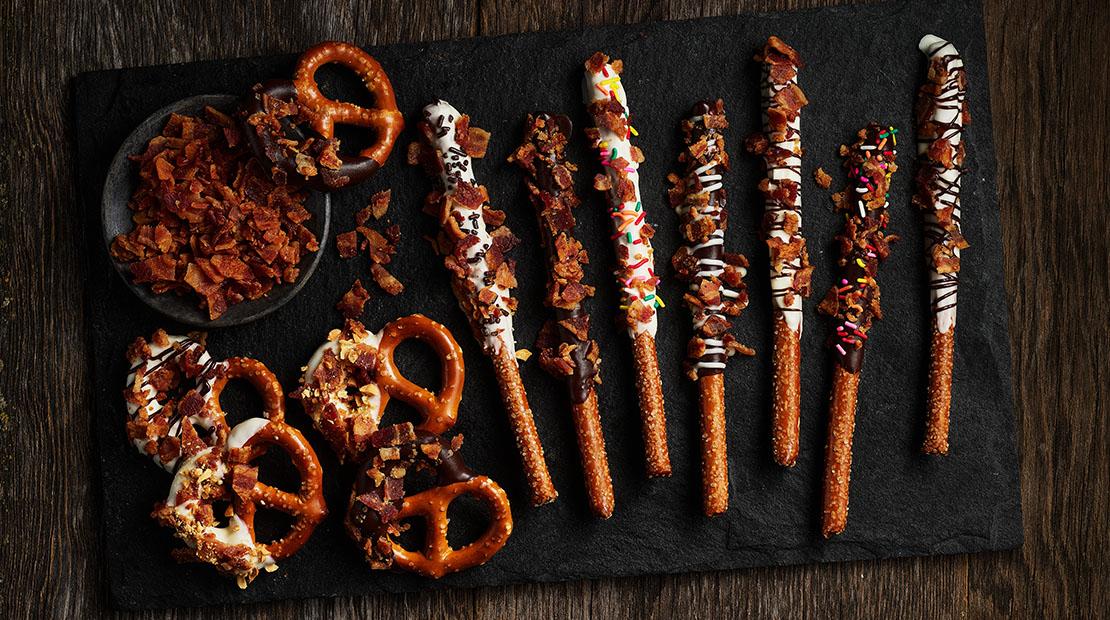 Dipped pretzels and bacon