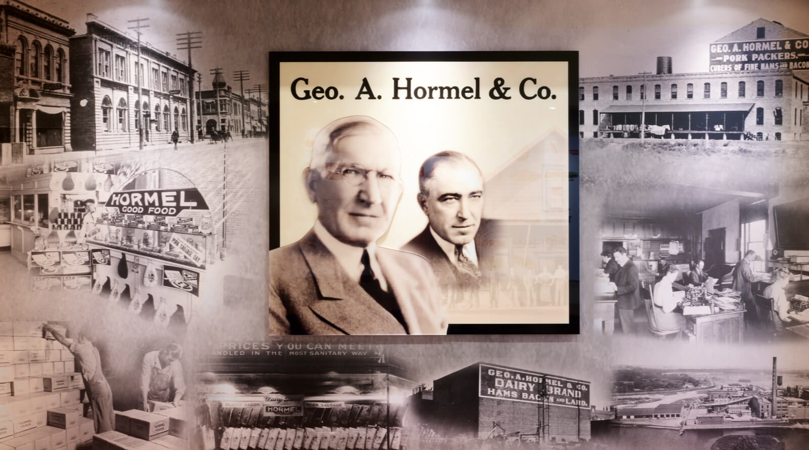 a collage of historic Hormel photos
