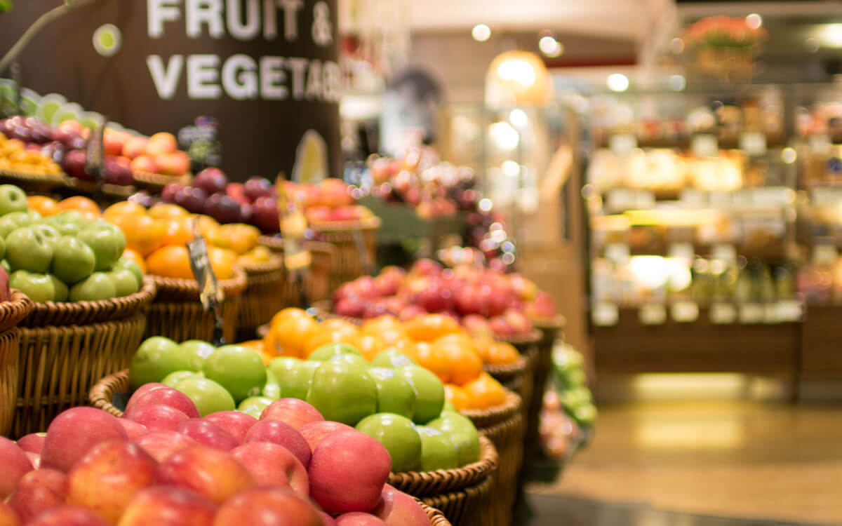 fresh fruit in baskets