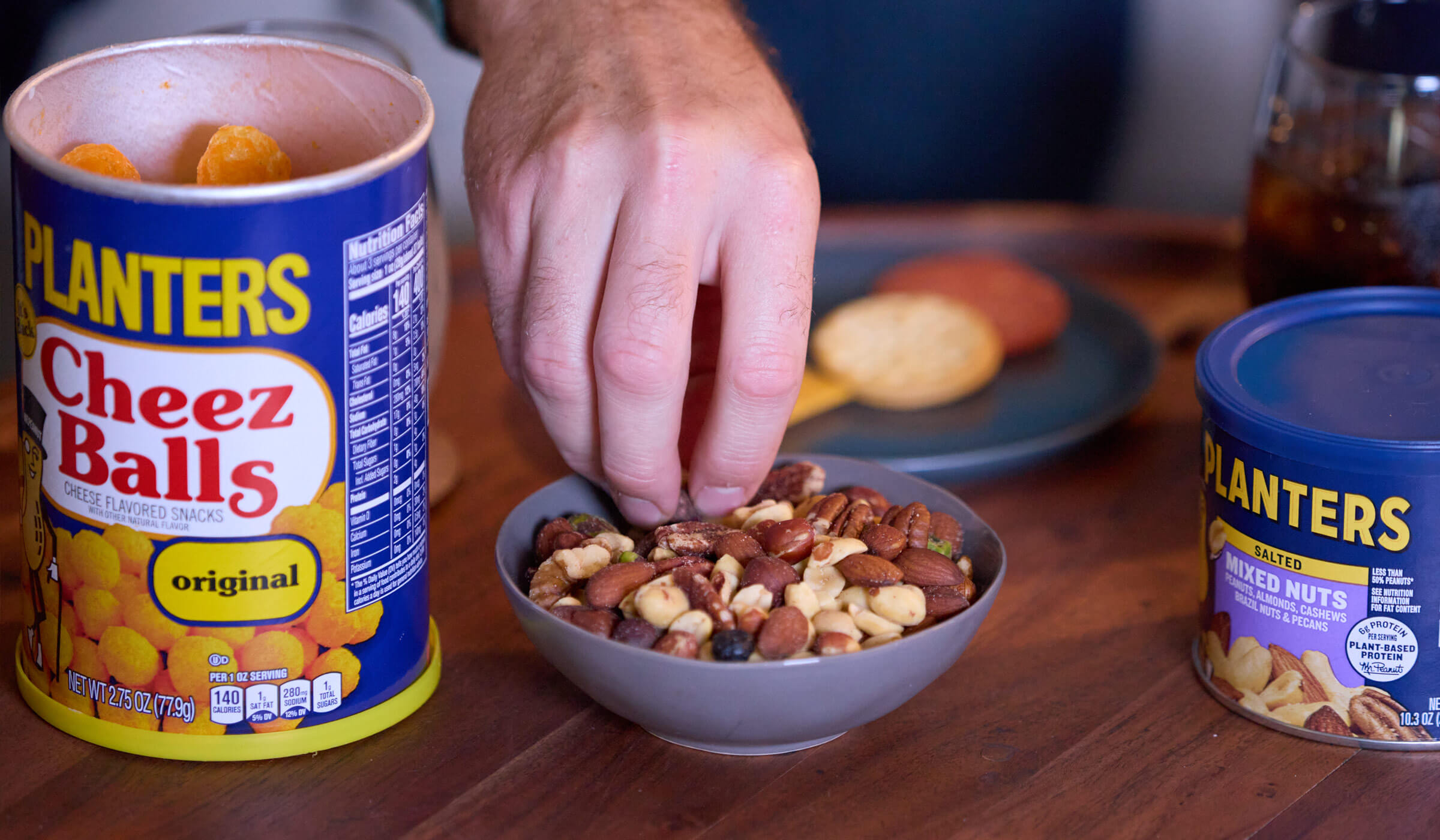 Planters products on snack table