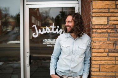 Juston Gold of Justin's standing outside the company's headquarters