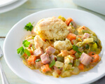 A bowl of hearty vegetable cobbler