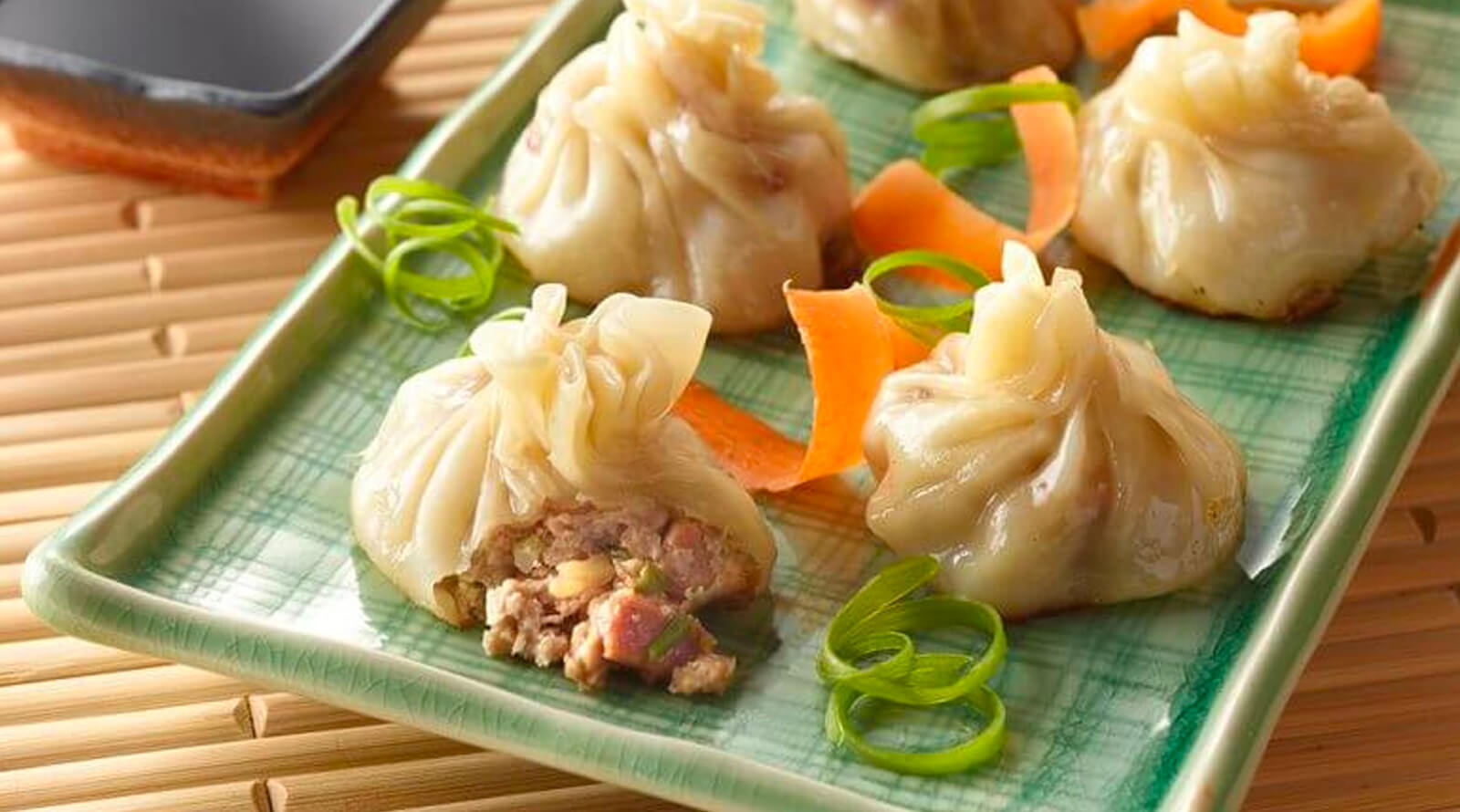 A plate of pork dumplings