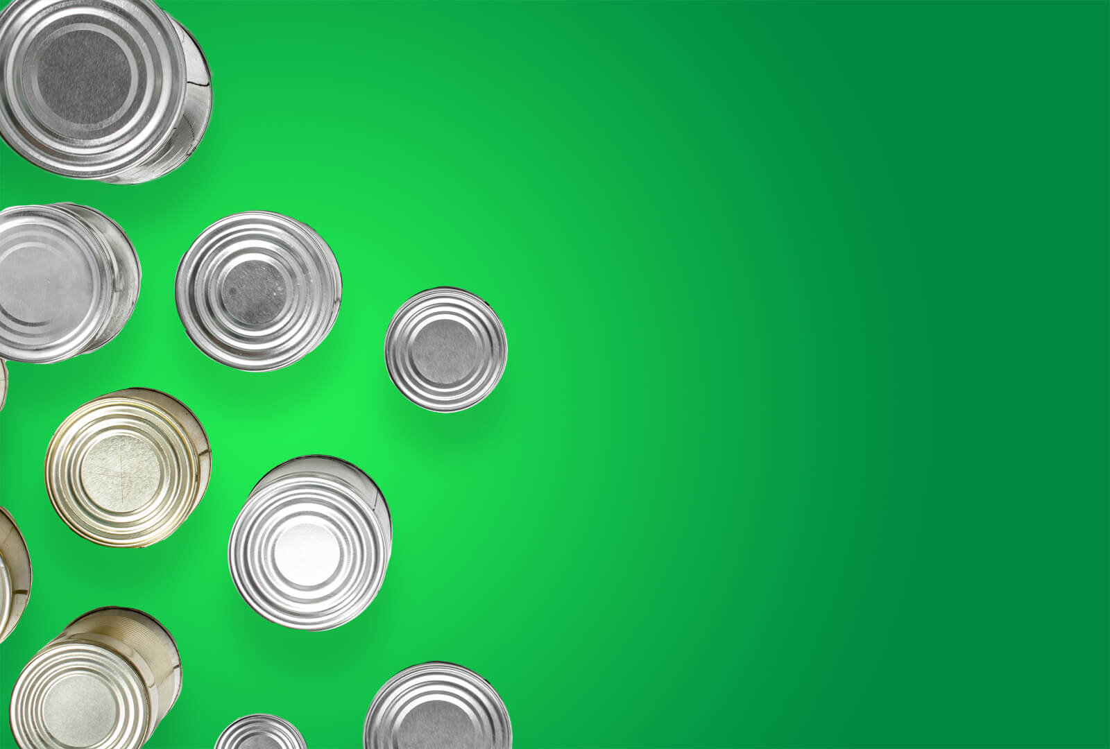 Top view of canned goods