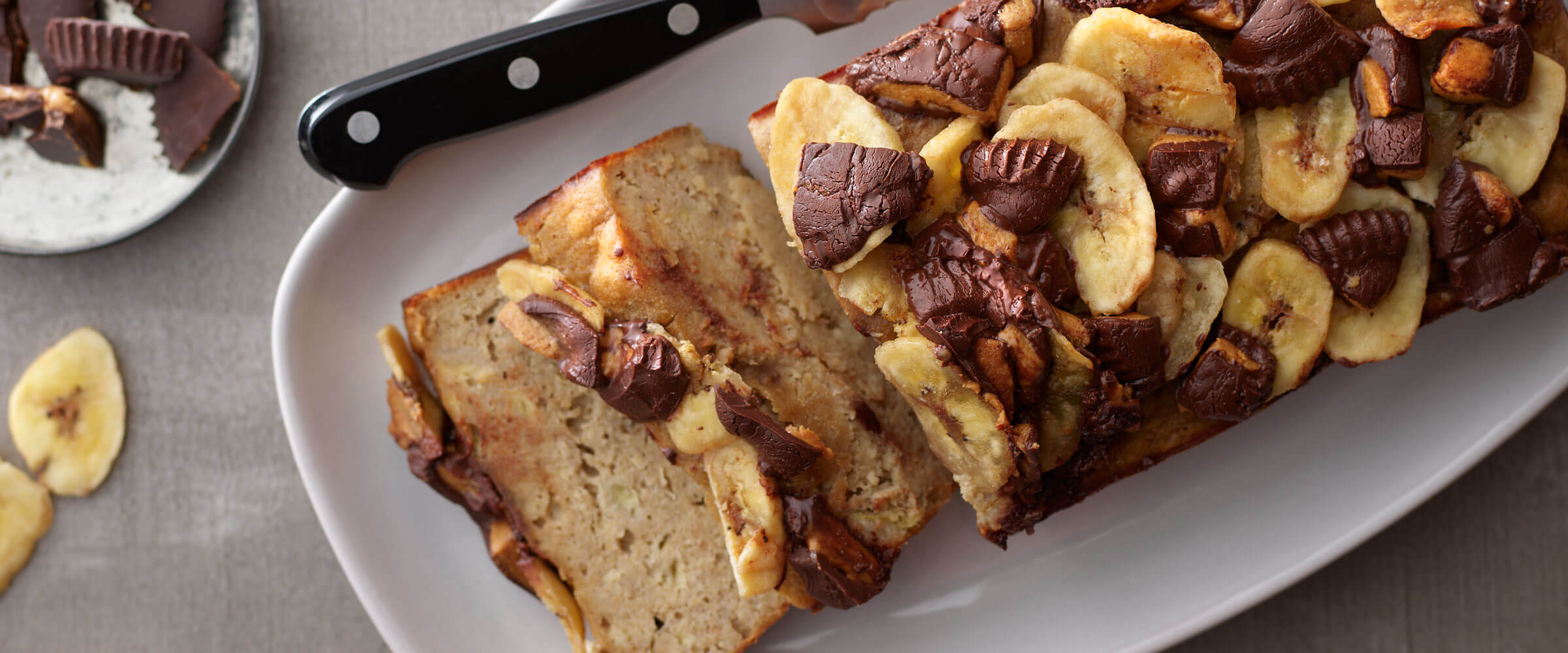 Flourless Dark Chocolate Peanut Butter Cup Banana Bread