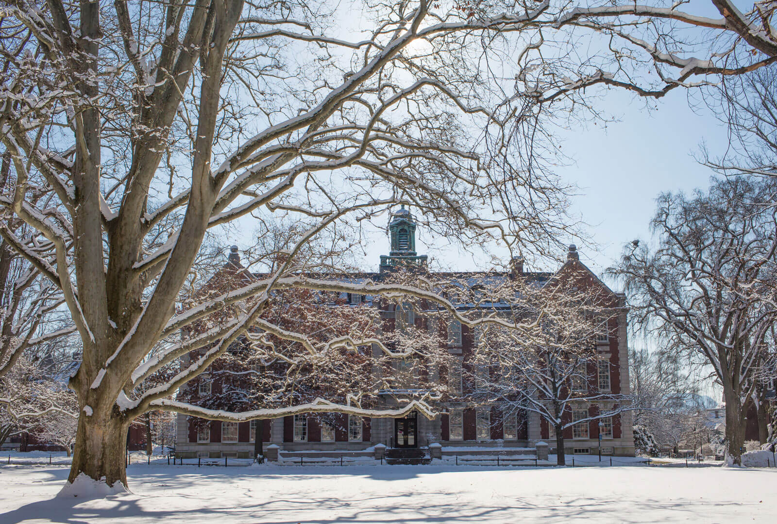 Seelye hall on the Smith college campus on a beautiful winter day