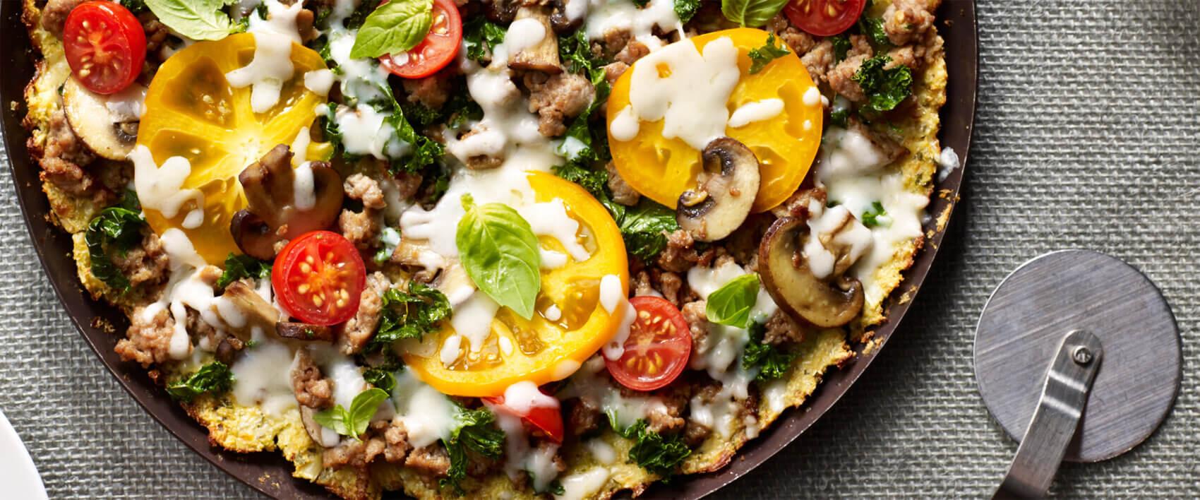 Turkey Sausage Pizza on a Cauliflower Crust - Hormel Foods