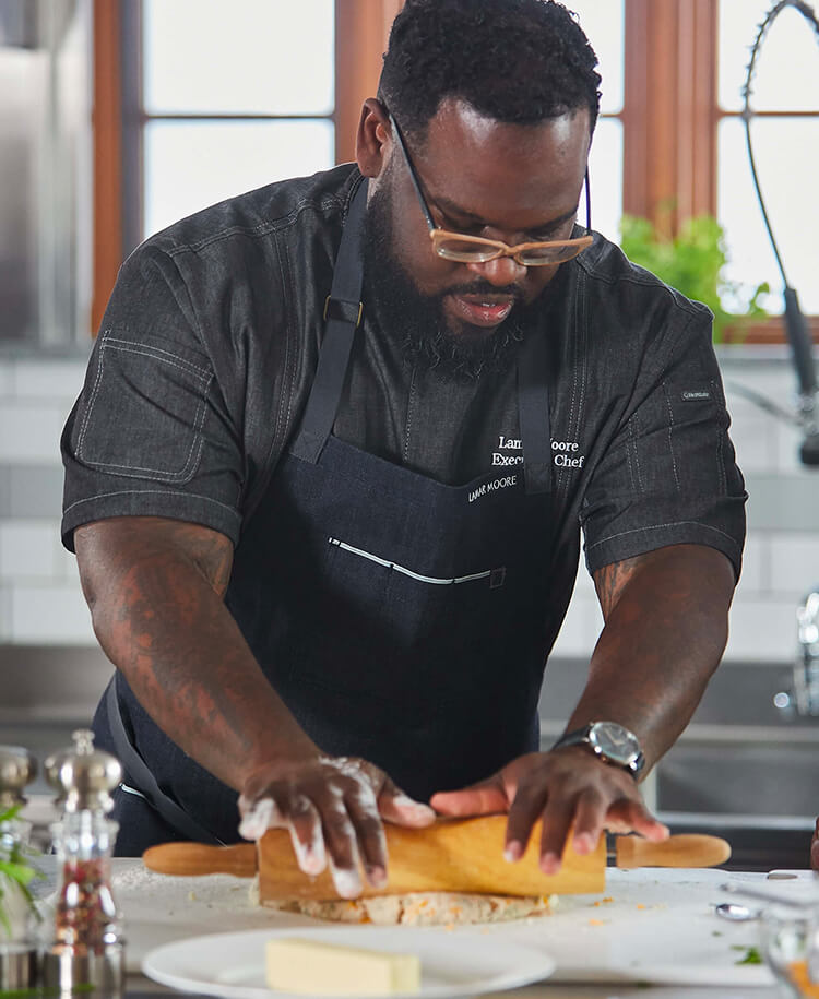 Chef Lamar prepping food